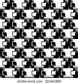Squares abstract geometric pattern. Grayscale, seamlessly repeatable checkered pattern with alternating squares.