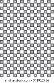 Squares abstract geometric pattern. Grayscale, seamlessly repeatable checkered pattern with alternating squares.