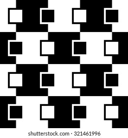 Squares abstract pattern. Monochrome, seamlessly repeatable checkered pattern with alternating squares.