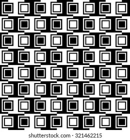 Squares abstract pattern. Monochrome, seamlessly repeatable checkered pattern with alternating squares.