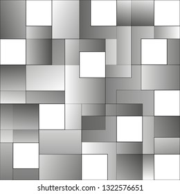 Squares abstract white and grey background. Abstract monochrome geometric texture with space modern design. Vector illustration