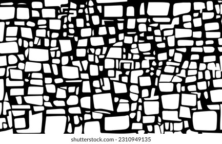 Squares. Black grunge texture. Monochrome background. Vector.