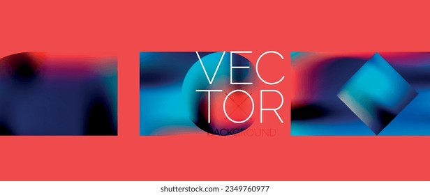 Squares and circles design. Fluid color gradients with metallic effects. Serene synergy of shapes, merging squares and circles into harmonious, captivating design