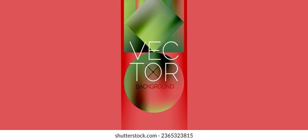 Squares and circles design. Fluid color gradients with metallic effects. Serene synergy of shapes, merging squares and circles into harmonious, captivating design