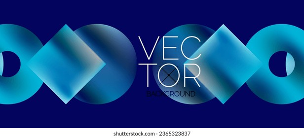 Squares and circles design. Fluid color gradients with metallic effects. Serene synergy of shapes, merging squares and circles into harmonious, captivating design