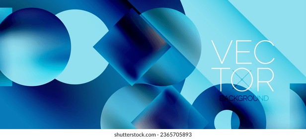 Squares and circles design. Fluid color gradients with metallic effects. Serene synergy of shapes, merging squares and circles into harmonious, captivating design