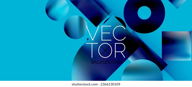 Squares and circles design. Fluid color gradients with metallic effects. Serene synergy of shapes, merging squares and circles into harmonious, captivating design