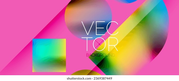 Diseño de cuadrados y círculos. Gradientes de color fluido con efectos metálicos. Sinergia serena de formas, fusión de cuadrados y círculos en un diseño armonioso y cautivador