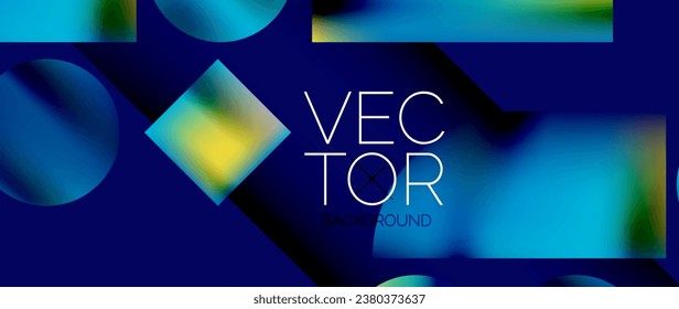 Squares and circles design. Fluid color gradients with metallic effects. Serene synergy of shapes, merging squares and circles into harmonious, captivating design