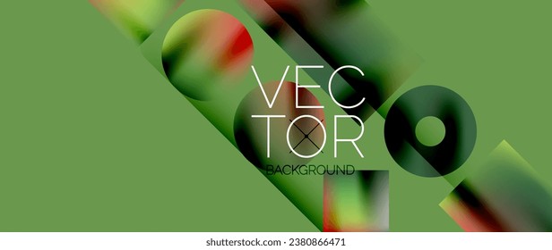 Squares and circles design. Fluid color gradients with metallic effects. Serene synergy of shapes, merging squares and circles into harmonious, captivating design