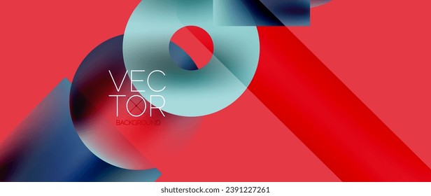 Squares and circles design. Fluid color gradients with metallic effects. Serene synergy of shapes, merging squares and circles into harmonious, captivating design