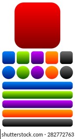 Squares, circles and oblong buttons or banners with empty space. Vector graphics.