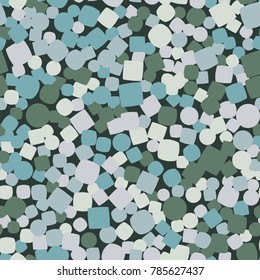The squares and circles are randomly scattered. Seamless texture. The spring palette. Apply for design, clothing, 3d models, backgrounds for websites and games.