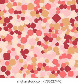 The squares and circles are randomly scattered. Seamless texture. The spring palette. Apply for design, clothing, 3d models, backgrounds for websites and games.