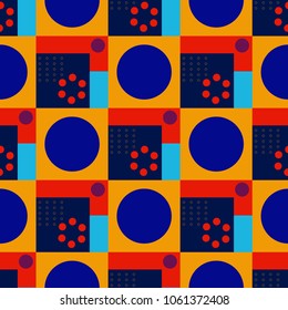 Squares and circles seamless pattern. Futuristic design, texture background, minimalism