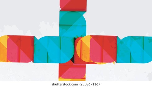 Squares, circles and triangles and grainy noisy texture. Vector Illustration For Wallpaper, Banner, Background, Card, Book Illustration, landing page