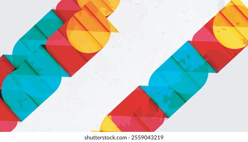 Squares, circles and triangles and grainy noisy texture. Vector Illustration For Wallpaper, Banner, Background, Card, Book Illustration, landing page