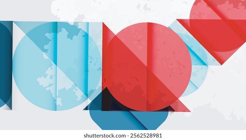 Squares, circles and triangles and grainy noisy texture. Vector Illustration For Wallpaper, Banner, Background, Card, Book Illustration, landing page