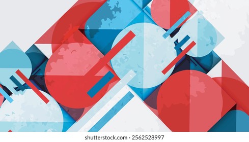Squares, circles and triangles and grainy noisy texture. Vector Illustration For Wallpaper, Banner, Background, Card, Book Illustration, landing page