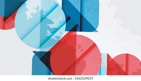 Squares, circles and triangles and grainy noisy texture. Vector Illustration For Wallpaper, Banner, Background, Card, Book Illustration, landing page