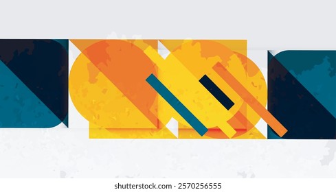Squares, circles and triangles and grainy noisy texture. Vector Illustration For Wallpaper, Banner, Background, Card, Book Illustration, landing page