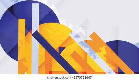 Squares, circles and triangles and grainy noisy texture. Vector Illustration For Wallpaper, Banner, Background, Card, Book Illustration, landing page