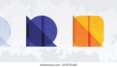 Squares, circles and triangles and grainy noisy texture. Vector Illustration For Wallpaper, Banner, Background, Card, Book Illustration, landing page