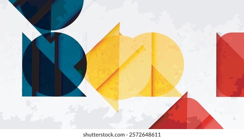 Squares, circles and triangles and grainy noisy texture. Vector Illustration For Wallpaper, Banner, Background, Card, Book Illustration, landing page