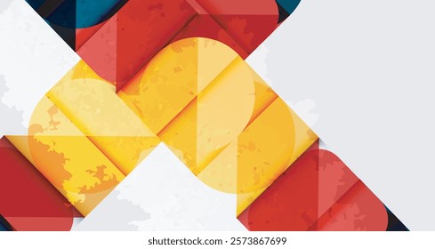 Squares, circles and triangles and grainy noisy texture. Vector Illustration For Wallpaper, Banner, Background, Card, Book Illustration, landing page