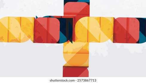 Squares, circles and triangles and grainy noisy texture. Vector Illustration For Wallpaper, Banner, Background, Card, Book Illustration, landing page