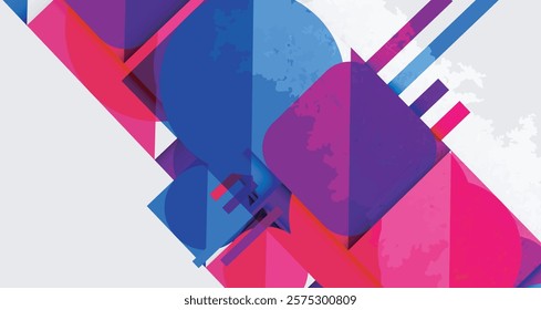 Squares, circles and triangles and grainy noisy texture. Vector Illustration For Wallpaper, Banner, Background, Card, Book Illustration, landing page