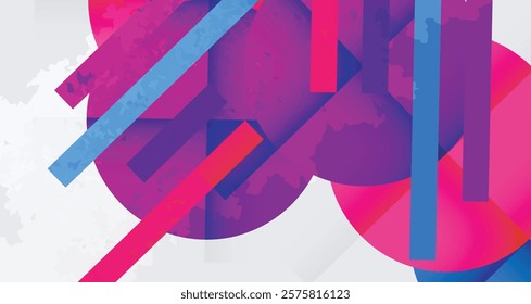 Squares, circles and triangles and grainy noisy texture. Vector Illustration For Wallpaper, Banner, Background, Card, Book Illustration, landing page