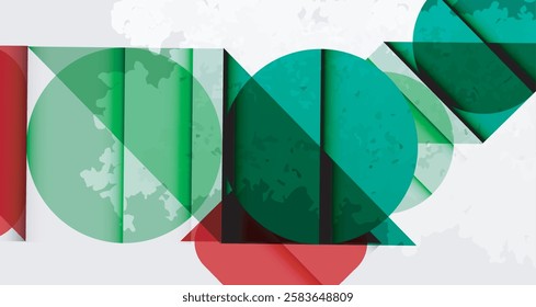 Squares, circles and triangles and grainy noisy texture. Vector Illustration For Wallpaper, Banner, Background, Card, Book Illustration, landing page
