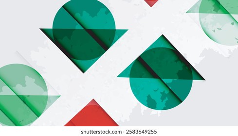 Squares, circles and triangles and grainy noisy texture. Vector Illustration For Wallpaper, Banner, Background, Card, Book Illustration, landing page
