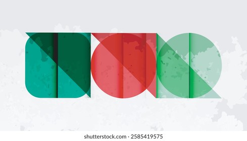 Squares, circles and triangles and grainy noisy texture. Vector Illustration For Wallpaper, Banner, Background, Card, Book Illustration, landing page