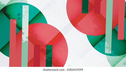 Squares, circles and triangles and grainy noisy texture. Vector Illustration For Wallpaper, Banner, Background, Card, Book Illustration, landing page