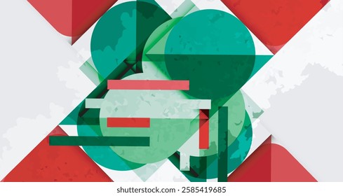 Squares, circles and triangles and grainy noisy texture. Vector Illustration For Wallpaper, Banner, Background, Card, Book Illustration, landing page