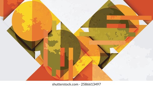 Squares, circles and triangles and grainy noisy texture. Vector Illustration For Wallpaper, Banner, Background, Card, Book Illustration, landing page