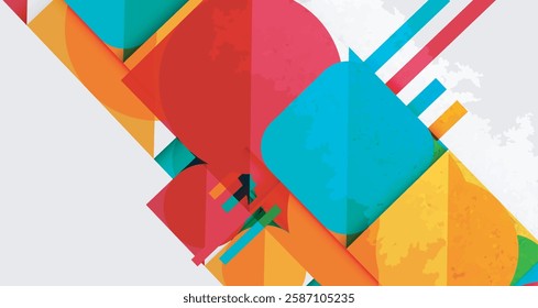 Squares, circles and triangles and grainy noisy texture. Vector Illustration For Wallpaper, Banner, Background, Card, Book Illustration, landing page