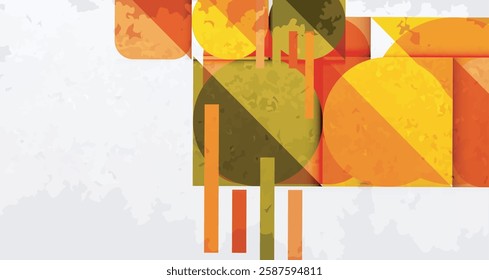 Squares, circles and triangles and grainy noisy texture. Vector Illustration For Wallpaper, Banner, Background, Card, Book Illustration, landing page