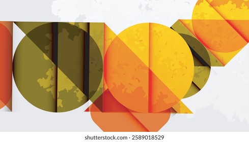 Squares, circles and triangles and grainy noisy texture. Vector Illustration For Wallpaper, Banner, Background, Card, Book Illustration, landing page