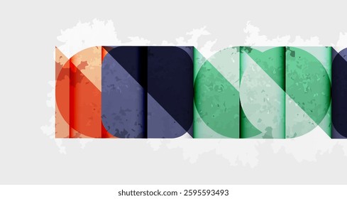 Squares, circles and triangles and grainy noisy texture. Vector Illustration For Wallpaper, Banner, Background, Card, Book Illustration, landing page