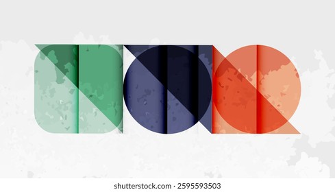 Squares, circles and triangles and grainy noisy texture. Vector Illustration For Wallpaper, Banner, Background, Card, Book Illustration, landing page