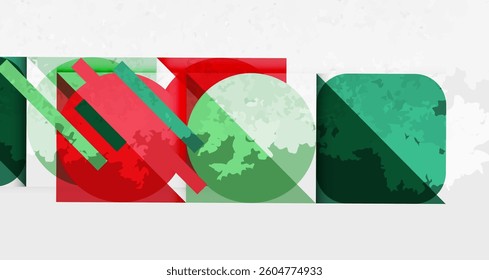 Squares, circles and triangles and grainy noisy texture. Vector Illustration For Wallpaper, Banner, Background, Card, Book Illustration, landing page