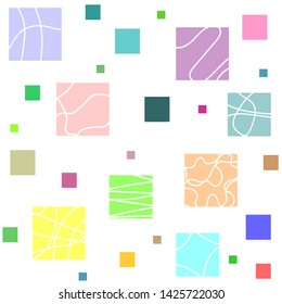 Squares color big and small with lines