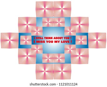 Squares in squares with color effects are the frame for love messages
