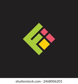 squares colorful letters fi geometric logo vector 