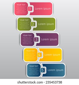 squares colorize info graphic web banners with rounded corners, step numbers and with spaces for text