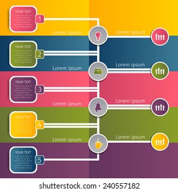 squares colorize info graphic web banners with rounded corners, step numbers and with spaces for text