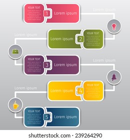 squares colorize infographic web banners with rounded corners, step numbers and with spaces for text